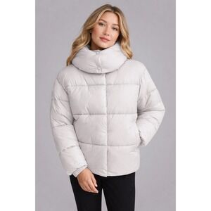NVLT Vegan Down Puffer Jacket Ivory XS TP Hooded Collar